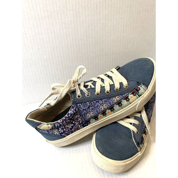 Canvas Native Tennis Shoes Women's 9 Men's 7 Blue Floral Patchwork bohemian - Picture 13 of 14